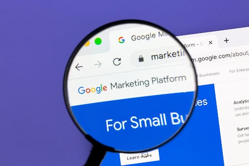 Google marketing platform displayed on a browser screen highlighting marketing channels for orthodontists