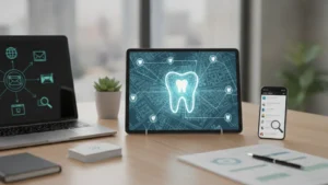 Editorial view of objects and tools related to Build Dental Practice Authority Through Strategic Backlinks and Local.