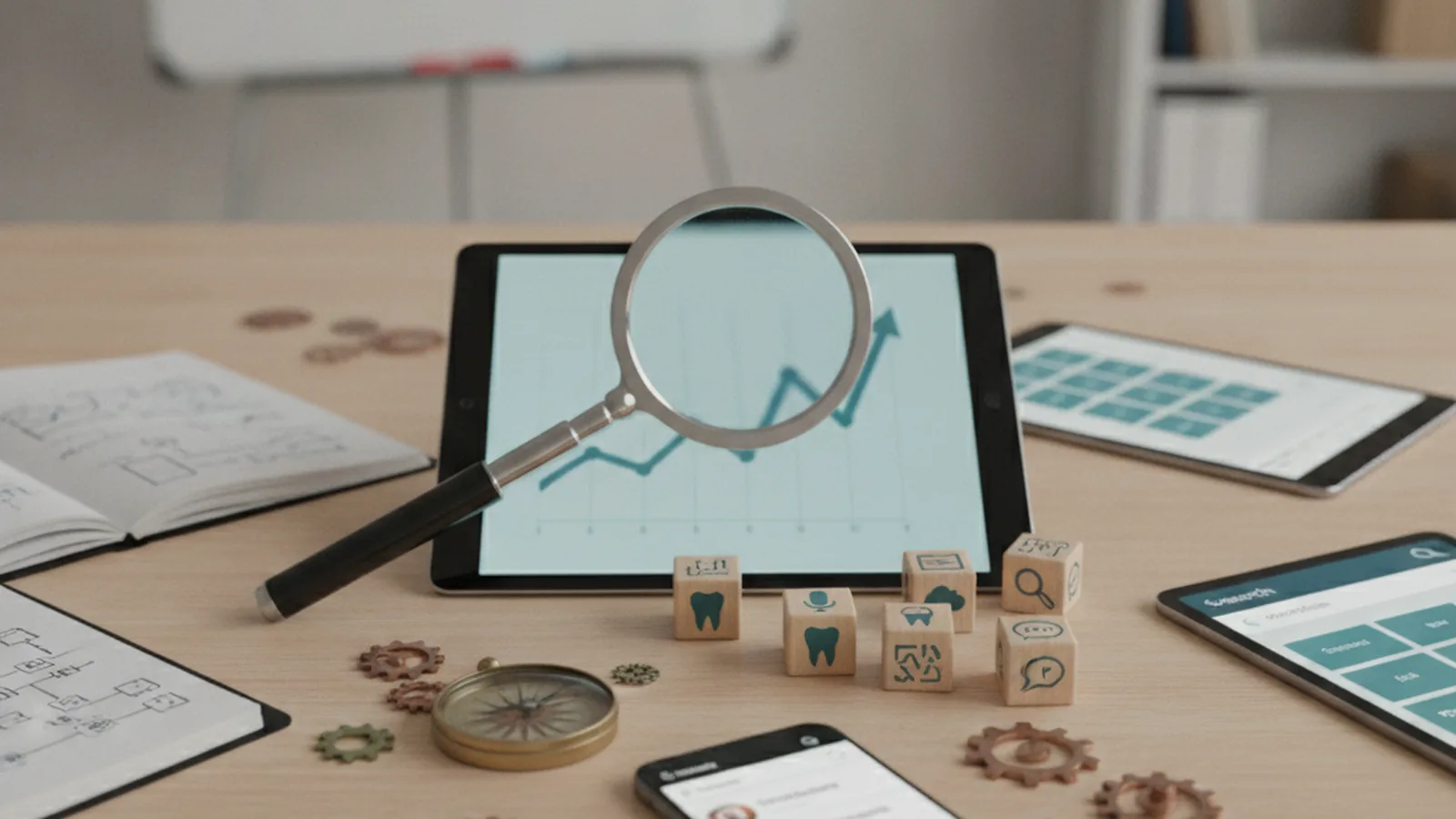 Editorial view of objects and tools related to Strategic Keyword Targeting and Content Optimization to Drive.