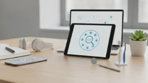 Editorial view of objects and tools related to Build Trust and Attract New Patients Through Online Reputation.