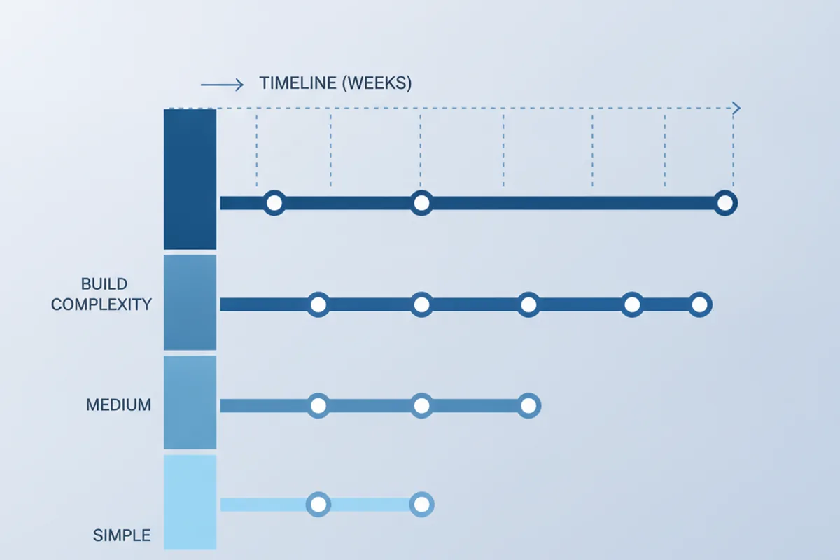 An explanatory diagram illustrating Timeline Variations by Build Complexity