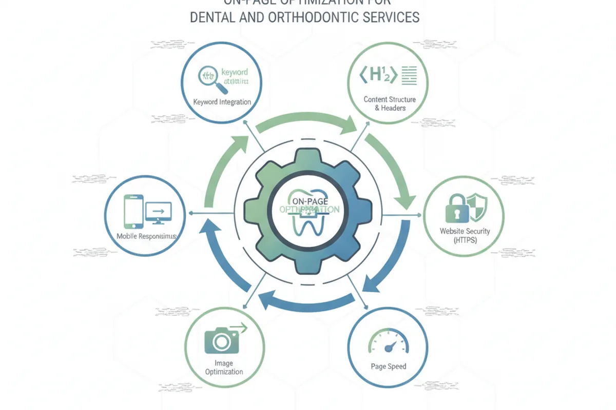 An explanatory diagram illustrating On-Page Optimization for Dental and Orthodontic Services